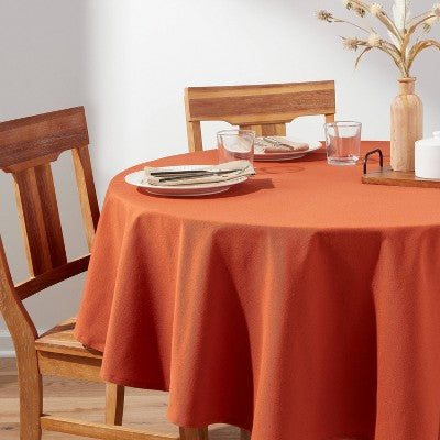  70" Cotton Round Tablecloth Dark Orange - Threshold™: Traditional Autumn Decor, 70" Small Round, OEKO-TEX Certified