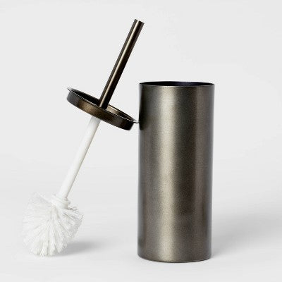  Aluminum Toilet Brush And Holder Set With Aged Metal Finish Gray - Threshold™