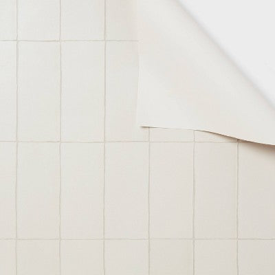  Artisan Tile Wallpaper White - Threshold™: Self-Adhesive Vinyl, Removable, Blue Textile Design, 27.5 Sq Ft Coverage
