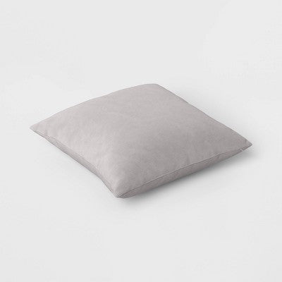  Washed Cotton Velvet Square Throw Pillow Gray - Threshold™: Indoor Use, Hidden Zipper, 18x18"