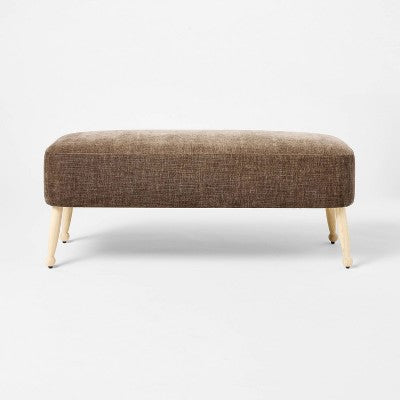  Corallina Upholstered Wooden Bench Natural Wood/Dark Brown - Threshold™ Designed With Studio McGee