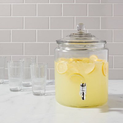  8qt Glass Beverage Dispenser - Threshold™: Traditional Glass Drink Server, Dishwasher-Safe, Hot/Cold Use