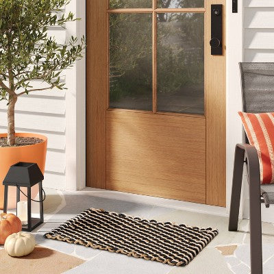  1'6"x2'6" Rope Braided Basket Weave Doormat Black/Brown/Cream - Threshold™