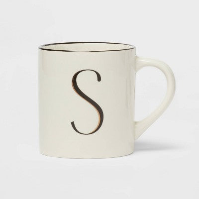  16oz Stoneware Monogram Mug Ivory - Threshold™