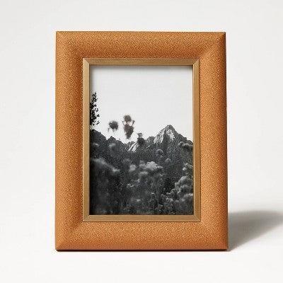  5"x7" Shagreen Wrapped Single Image Table Frame Toasted Almond - Threshold™ Designed With Studio McGee: Modern MDF, Easel Back