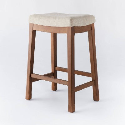  Candor Wood And Upholstered Saddle Counter Height Barstool - Threshold™