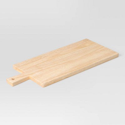  3pc 19.35"x8" Rubberwood Rectangle Serving Board With Brass Cheese Tools Brown - Threshold™: Charcuterie Platter Set