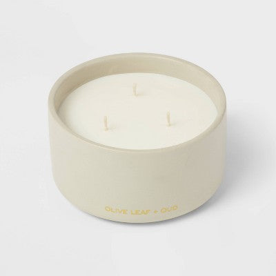  15oz Ceramic Jar 3-Wick Black Label Olive Leaf And Oud Candle - Threshold™