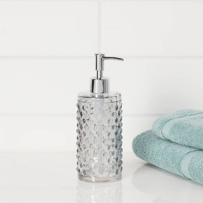  Hobnail Glass With Plastic Pump Soap/Lotion Dispenser Gray Tint - Threshold™