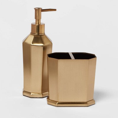  Solid Soap Pump Faceted Gold - Threshold™