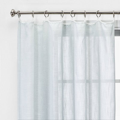 1pc 54"x84" Sheer Contrast Edge Window Curtain Panel White/Natural - Threshold™