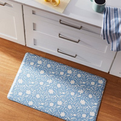  30" X 18" Floral Comfort Mat Blue - Threshold™