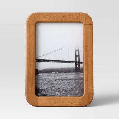  Rounded Corner Medium Wood Single Image Table Frame Brown - Threshold™