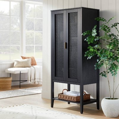  66" East Bluff Woven Cabinet Black - Threshold™ Designed With Studio McGee