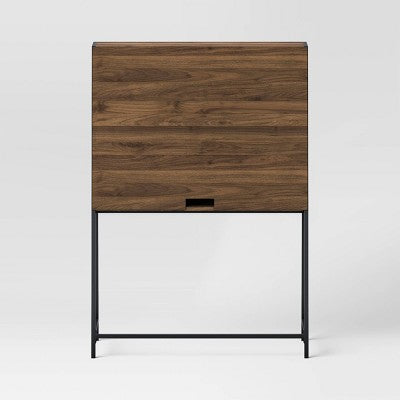 Loring Wood Secretary Desk With Hutch And Charging Station Walnut - Threshold™