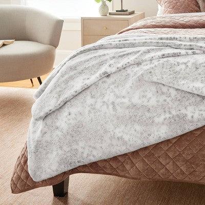  55"x80" Faux Fur Ribbed Bed Blanket - Threshold™