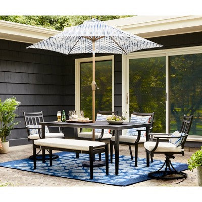 Fairmont Rectangle Steel Patio Dining Table, Outdoor Furniture - Black - Threshold™
