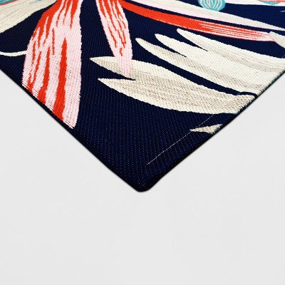  5' X 7' Jungle Tropical Outdoor Rug Navy/Coral - Threshold™