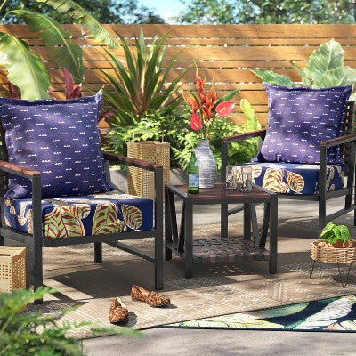  Arete Outdoor Pillow Back Navy - Threshold™