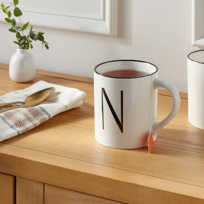  16oz Stoneware Monogram Mug Ivory - Threshold™