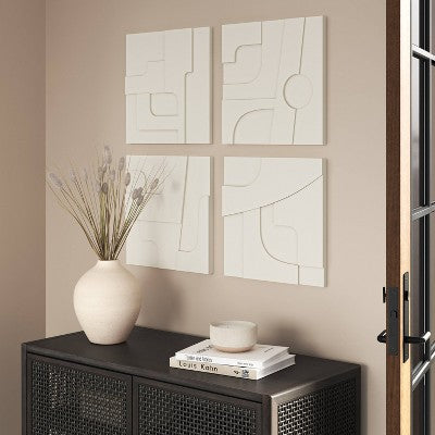  (Set Of 4) 12" X 12" 3D Decorative Graphic Tiles White - Threshold™