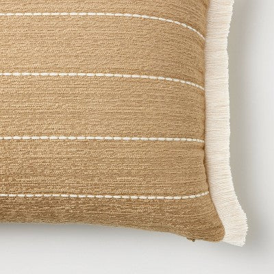  Oversized Embroidered Striped Lumbar Throw Pillow Brown - Threshold™ Designed With Studio McGee