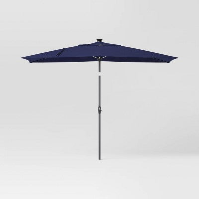  10'x6' Rectangular Solar Market Patio Umbrella - Black Pole - Threshold™