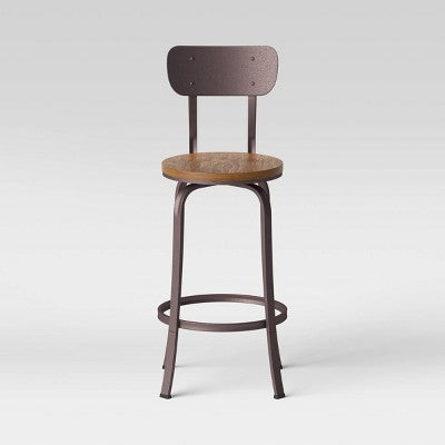  Dakota Swivel Wood Seat Barstool With Adjustable Legs Metal - Threshold™