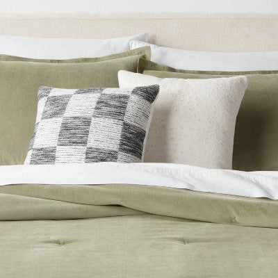  18"x18" Modern Woven Checkerboard Square Decorative Pillow Black - Threshold™: Cotton Fabric, Indoor Paisley & Floral Design