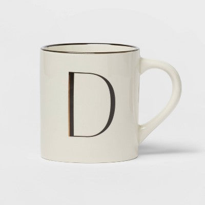  16oz Stoneware Monogram Mug Ivory - Threshold™