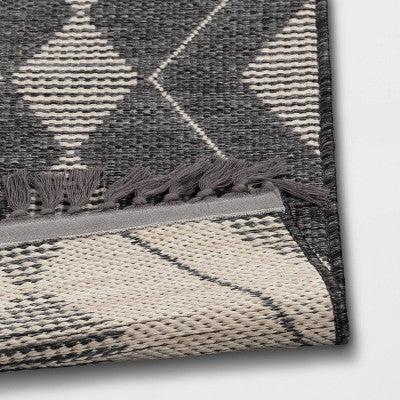  Striped Diamonds Rectangular Woven Outdoor Area Rug Charcoal Gray - Threshold™