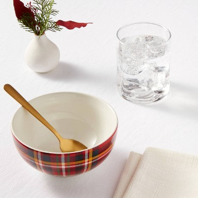  16oz 4pk Porcelain Plaid Bowls - Threshold™