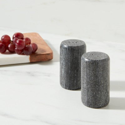  2pc Marble Salt And Pepper Shaker Set Gray - Threshold™: 3" Tall, Spot Clean, Tableware, 2 Pieces