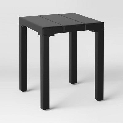  Beech Faux Slats Patio Accent Table Black - Threshold™