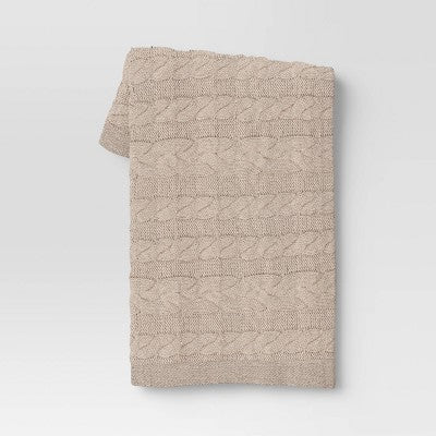  Chunky Cable Knit Reversible Throw Blanket - Threshold™