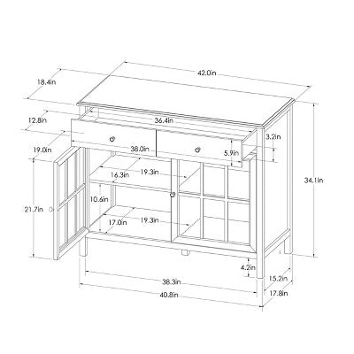  Windham 2 Door Accent Buffet, Cabinet With Shelves - Teal - Threshold™