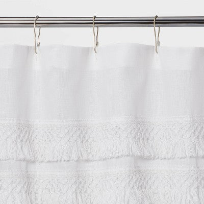  Macramé Fringe Shower Curtain Cream - Threshold™