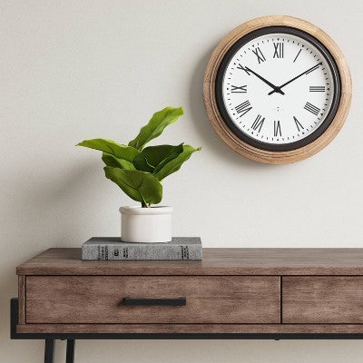  16" Warm Wood Wall Clock Brown - Threshold™