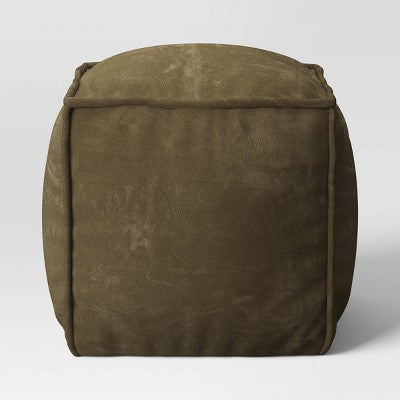  Costa Cotton Velvet Pouf With Removable Fill Olive Green - Threshold™