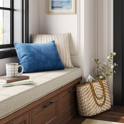  Oversize Lumbar Washed Cotton Velvet Throw Pillow - Threshold™: Indoor Decorative Cushion, Removable Cover, Hidden Zipper