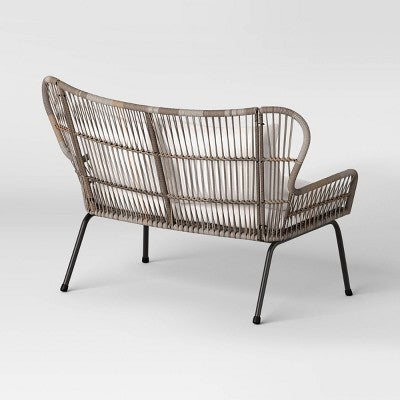  Steel And Wicker Latigo Rust Resistant Outdoor Patio Loveseat Arm Chair Gray - Threshold™