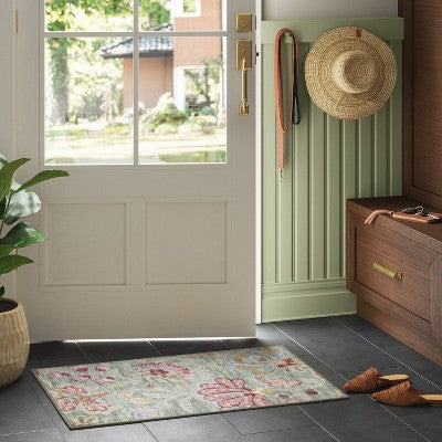  2'x3' Comfort Mat Floral Accent Rug Sage Green - Threshold™