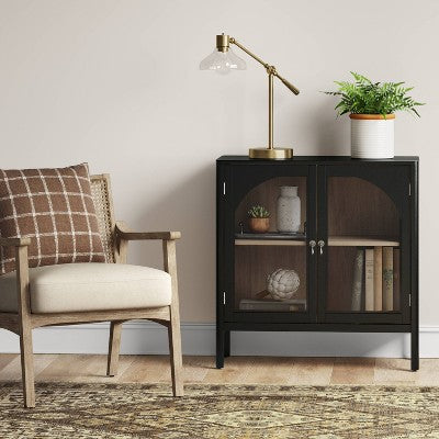  New Bedford 2 Door Accent Cabinet Black - Threshold™: Elegant Storage, Pewter-Finish Hardware, Wood Veneer