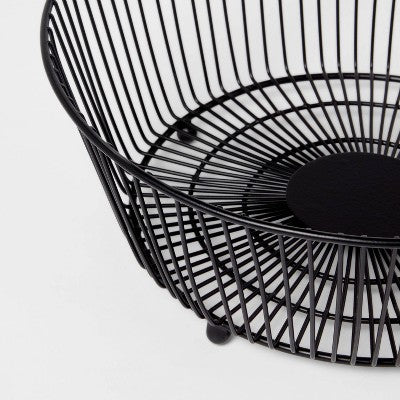  Iron Wire 2-Tier Fruit Basket Wire Banana Hanger Black - Threshold™: Traditional Iron Fruit Stand With Banana Hook