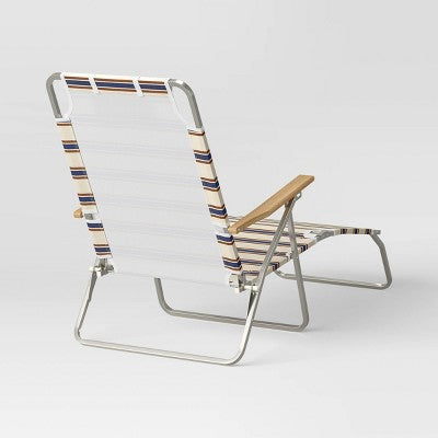  Striped Aluminum Beach Lounger With Wood Arms - Threshold™