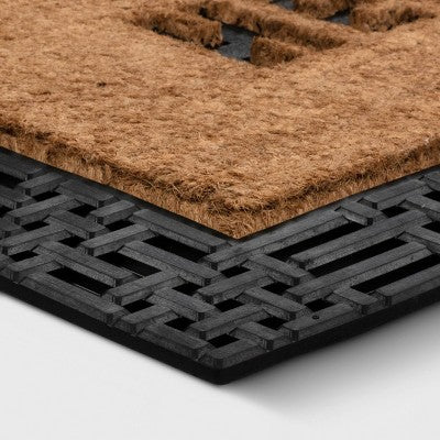  1'11"x2'11" 'Hello' Rubber Coir Doormat Natural/Black - Threshold™