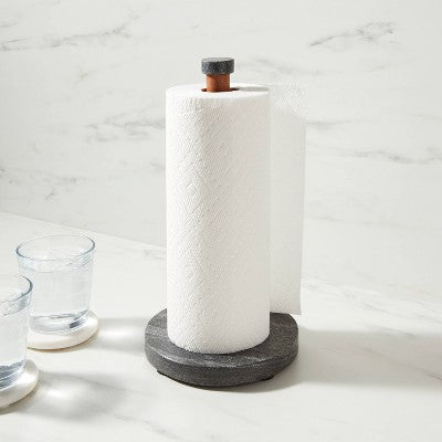  Wood And Marble Paper Towel Holder Gray - Threshold™: Kitchen Napkin Holder, Multicolor, 13.25" Height, Spot Clean