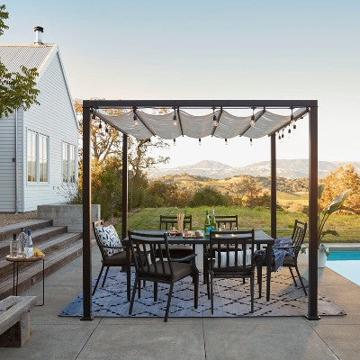  Fairmont Rectangle Steel Patio Dining Table, Outdoor Furniture - Black - Threshold™
