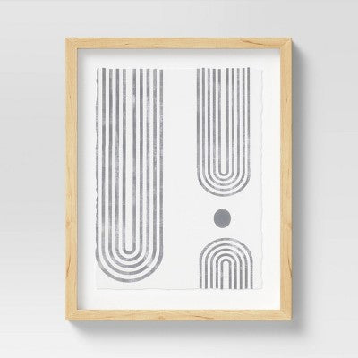  (Set Of 2) 16" X 20" Curve Lines Framed Under Glass Black - Threshold™