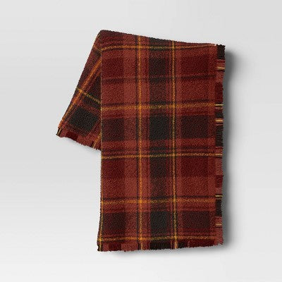  Raised Striped Boucle Plaid Throw Blanket - Threshold™